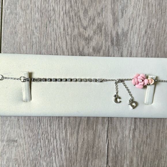 DIOR Pink Flower Crystal Bracelet CD Charms Y2K - Picture 4 of 8